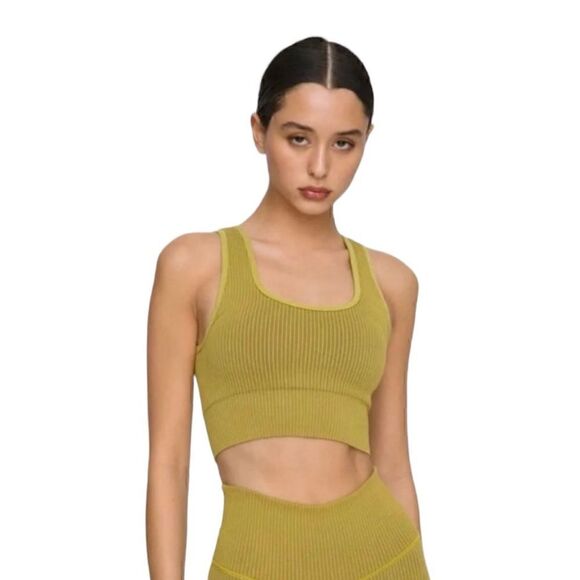 NWT Good American Compression Sports Bra in Golden Olive Size XS - Picture 1 of 11